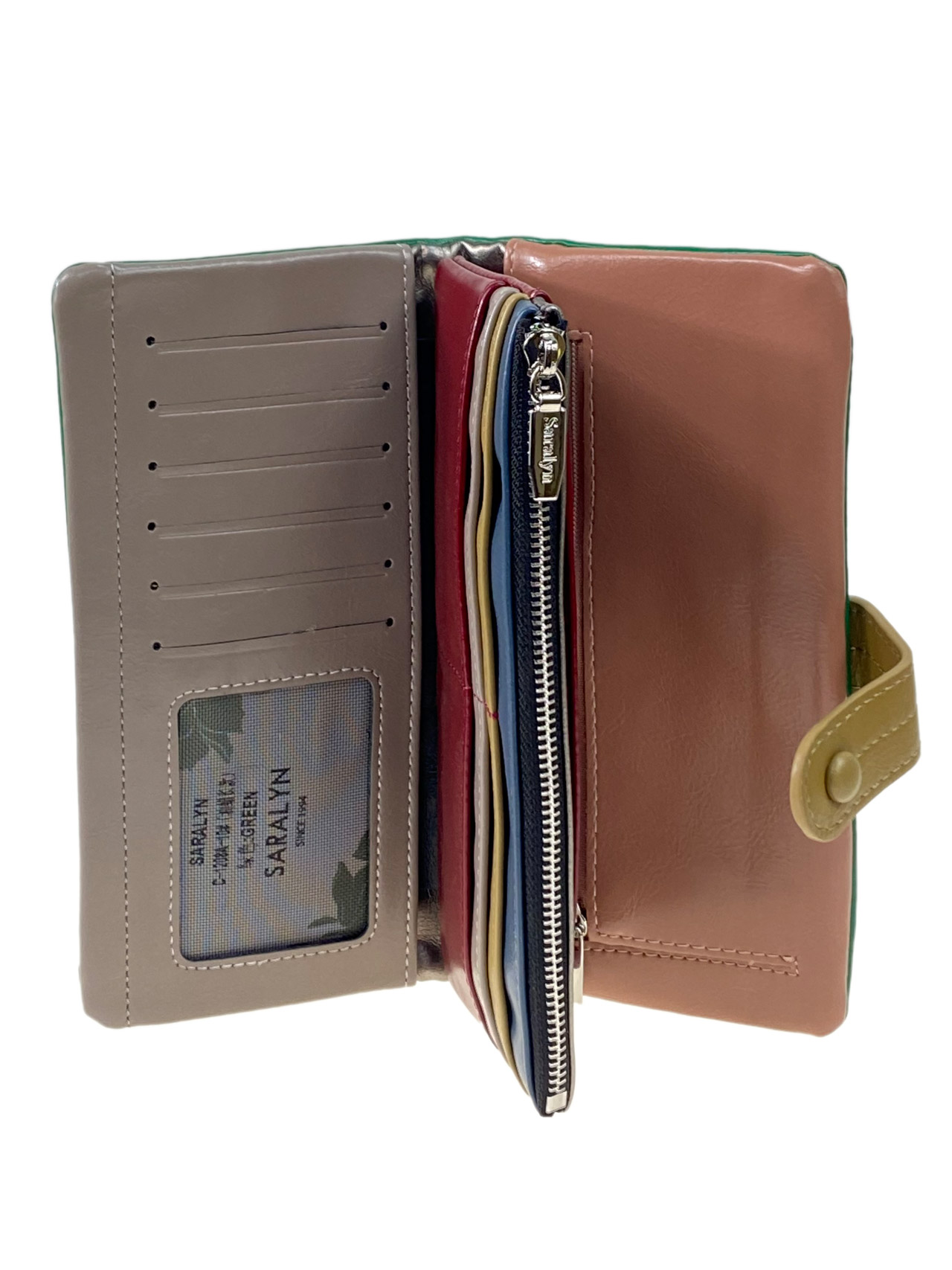 На фото 2 - Женское портмоне из искусственной кожи, цвет зеленый