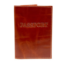 На фото 1 -  Обложка на паспорта из натуральной кожи, цвет коричнево-рыжий