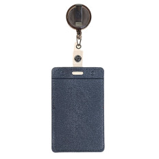 На фото 2 - Бейдж с лентой на рулетке вертикальный, цвет серый