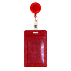 На фото 1 - Бейдж с лентой на рулетке вертикальный, цвет красный На фото 1 - Бейдж с лентой на рулетке вертикальный, цвет красный
