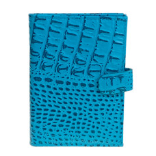 На фото 1 - Обложка для паспорта и автодокументов из натуральной кожи, цвет голубой