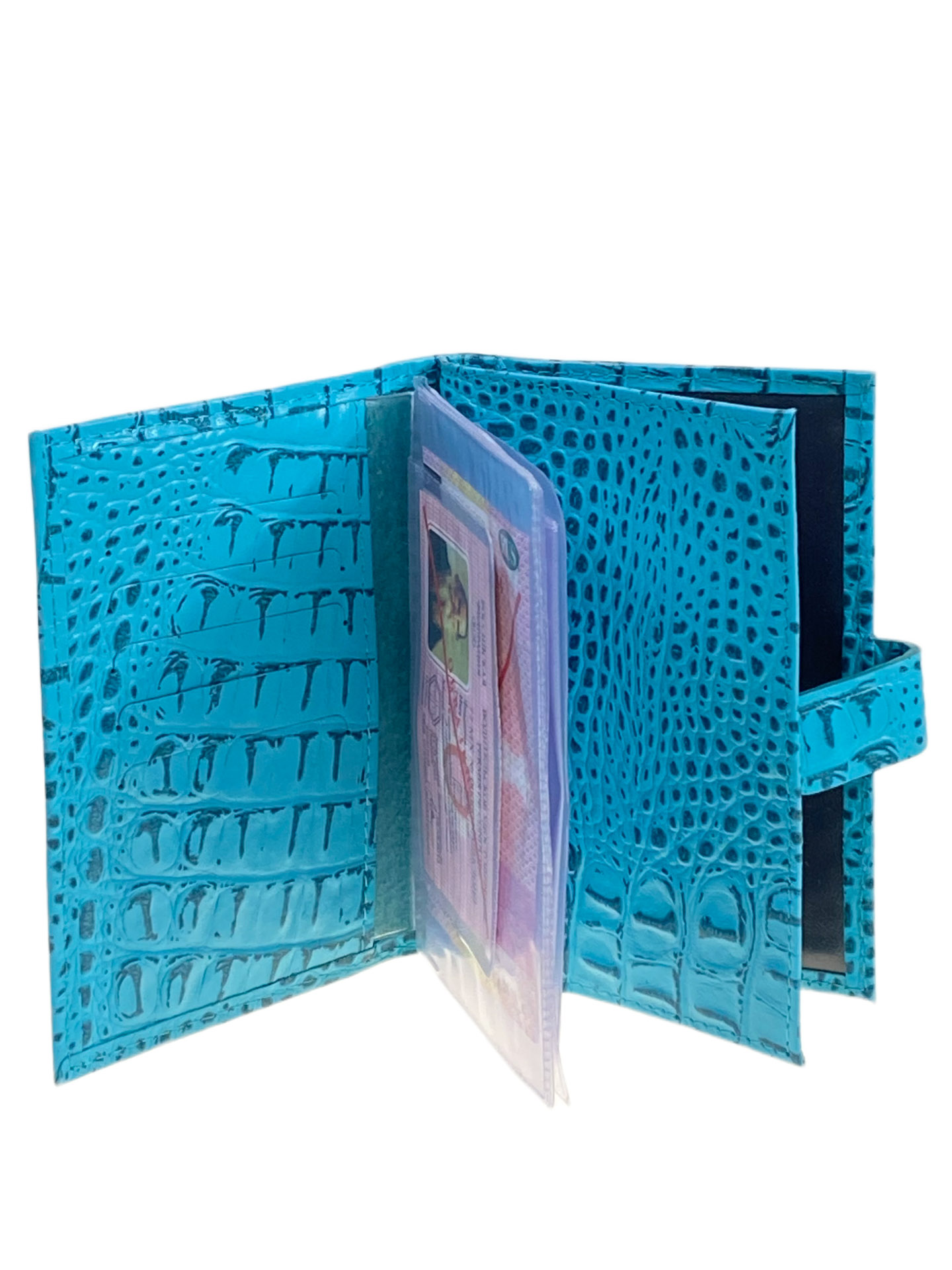 На фото 2 - Обложка для паспорта и автодокументов из натуральной кожи, цвет голубой