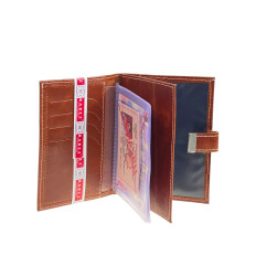 На фото 2 - Обложка для паспорта и автодокументов из натуральной кожи, цвет коричнево-рыжий