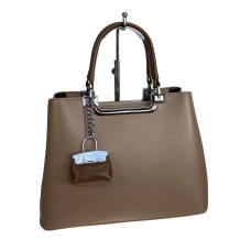 На фото 1 - Женская сумка из искусственной кожи, цвет коричневый