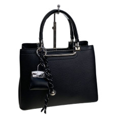 На фото 1 - Женская сумка из искусственной кожи, цвет черный