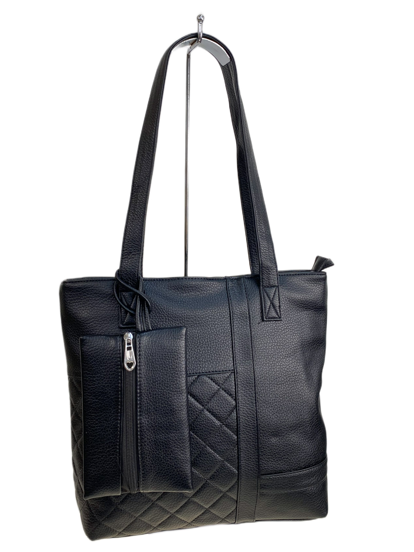 На фото 1 - Женская сумка из искусственной кожи, цвет черный