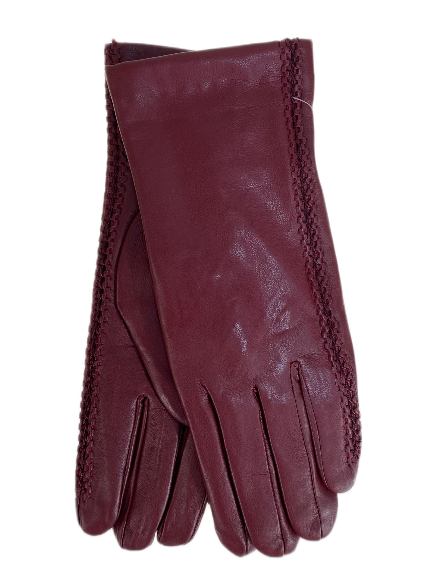 На фото 1 - Женские перчатки из натуральной кожи, цвет бордовый