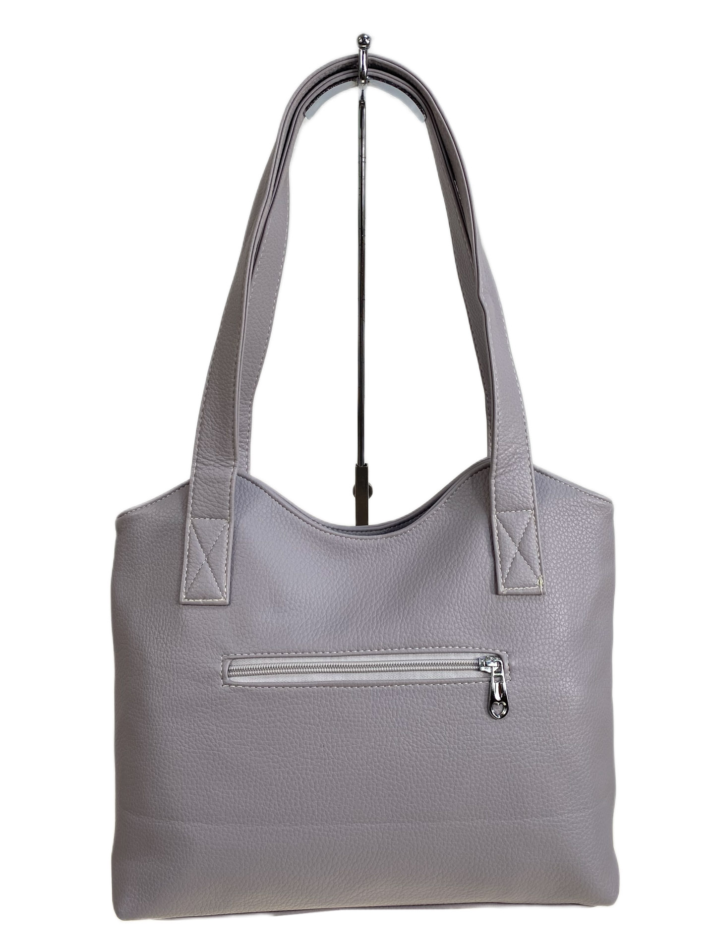 На фото 2 - Женская сумка из искусственной кожи, цвет серый