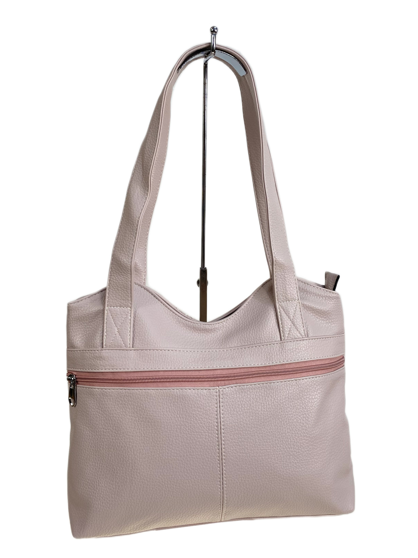 На фото 1 - Женская сумка из искусственной кожи, цвет светло розовый