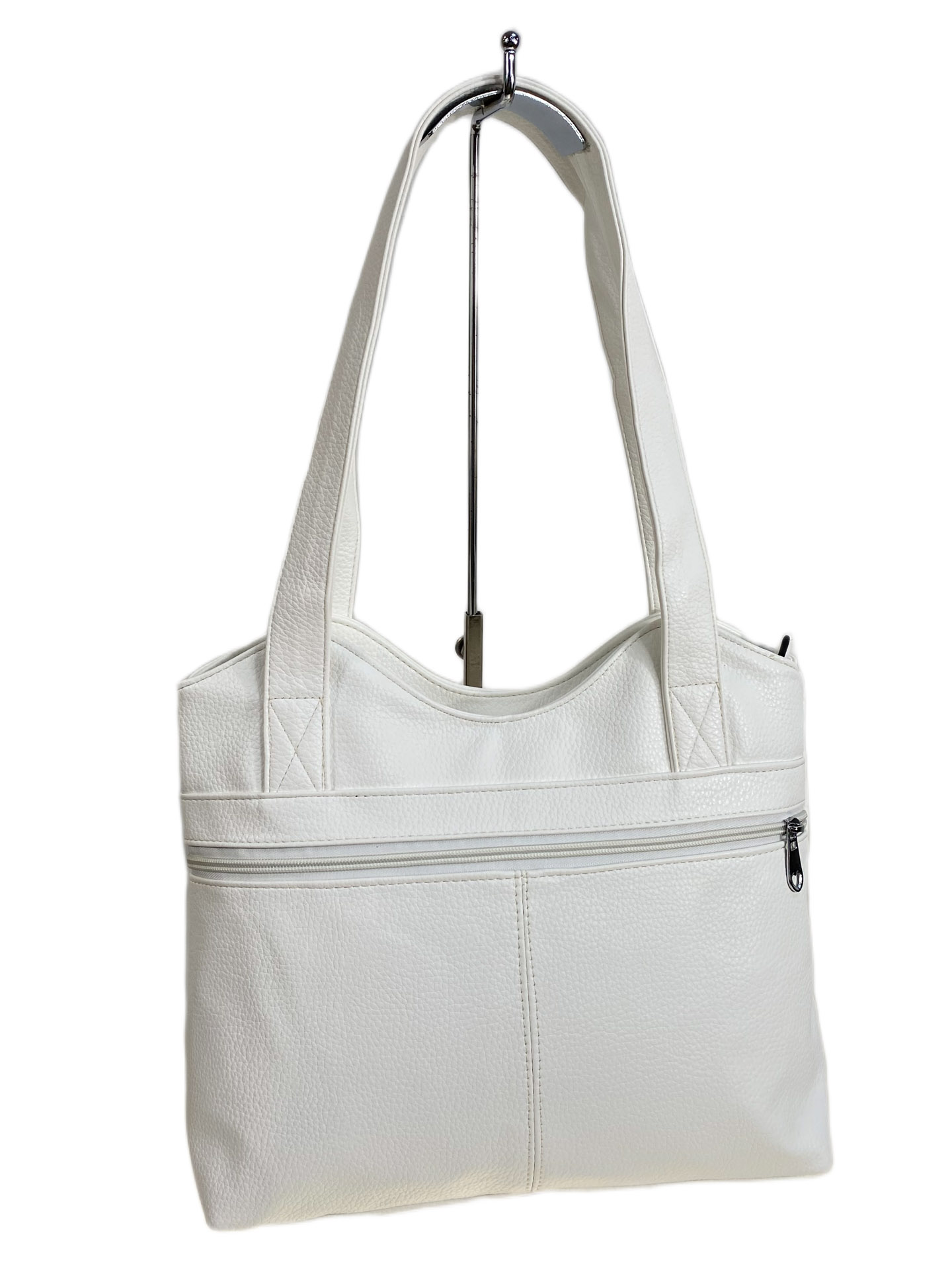 На фото 1 - Женская сумка из искусственной кожи, цвет белый