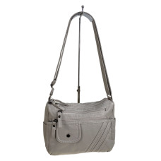 На фото 1 - Женская сумка из искусственной кожи, цвет светло серый На фото 1 - Женская сумка из искусственной кожи, цвет светло серый