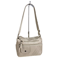 На фото 1 - Женская сумка из искусственной кожи, цвет молочный