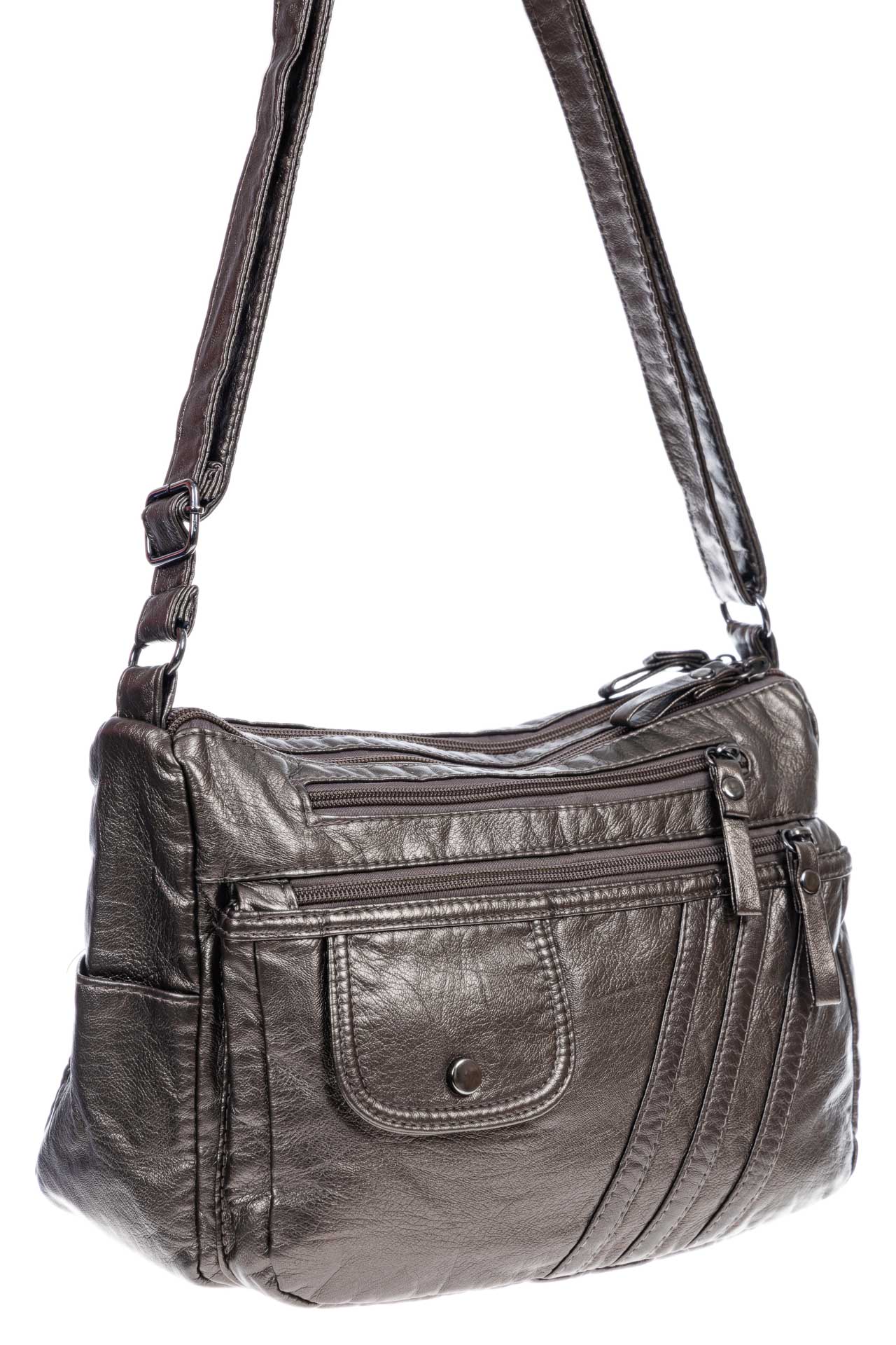 На фото 1 - Женская сумка из искусственной кожи, цвет золото