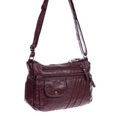 На фото 1 - Женская сумка из искусственной кожи, цвет бордовый