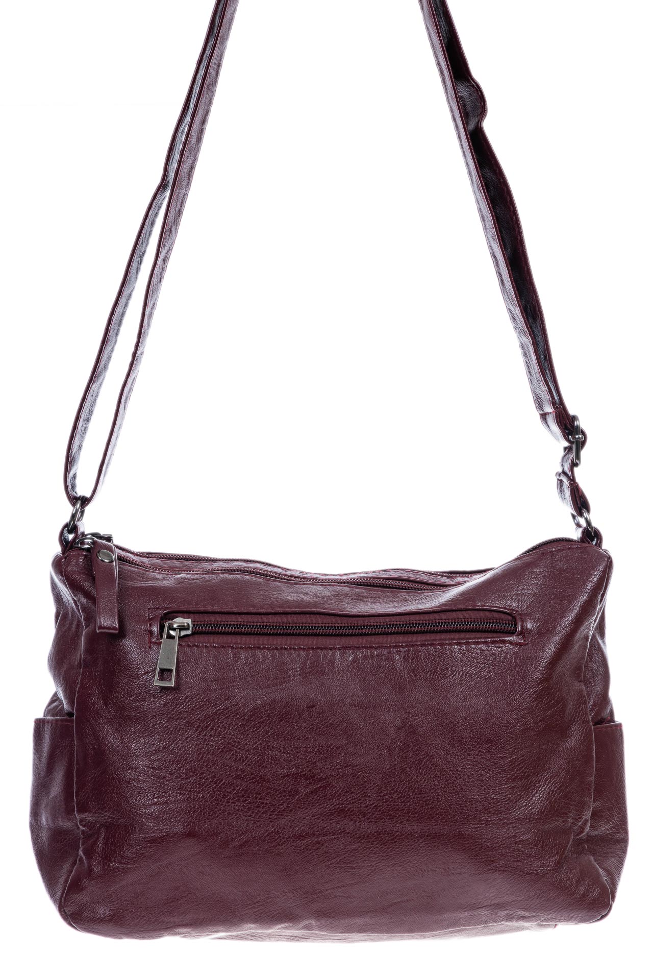 На фото 3 - Женская сумка из искусственной кожи, цвет бордовый