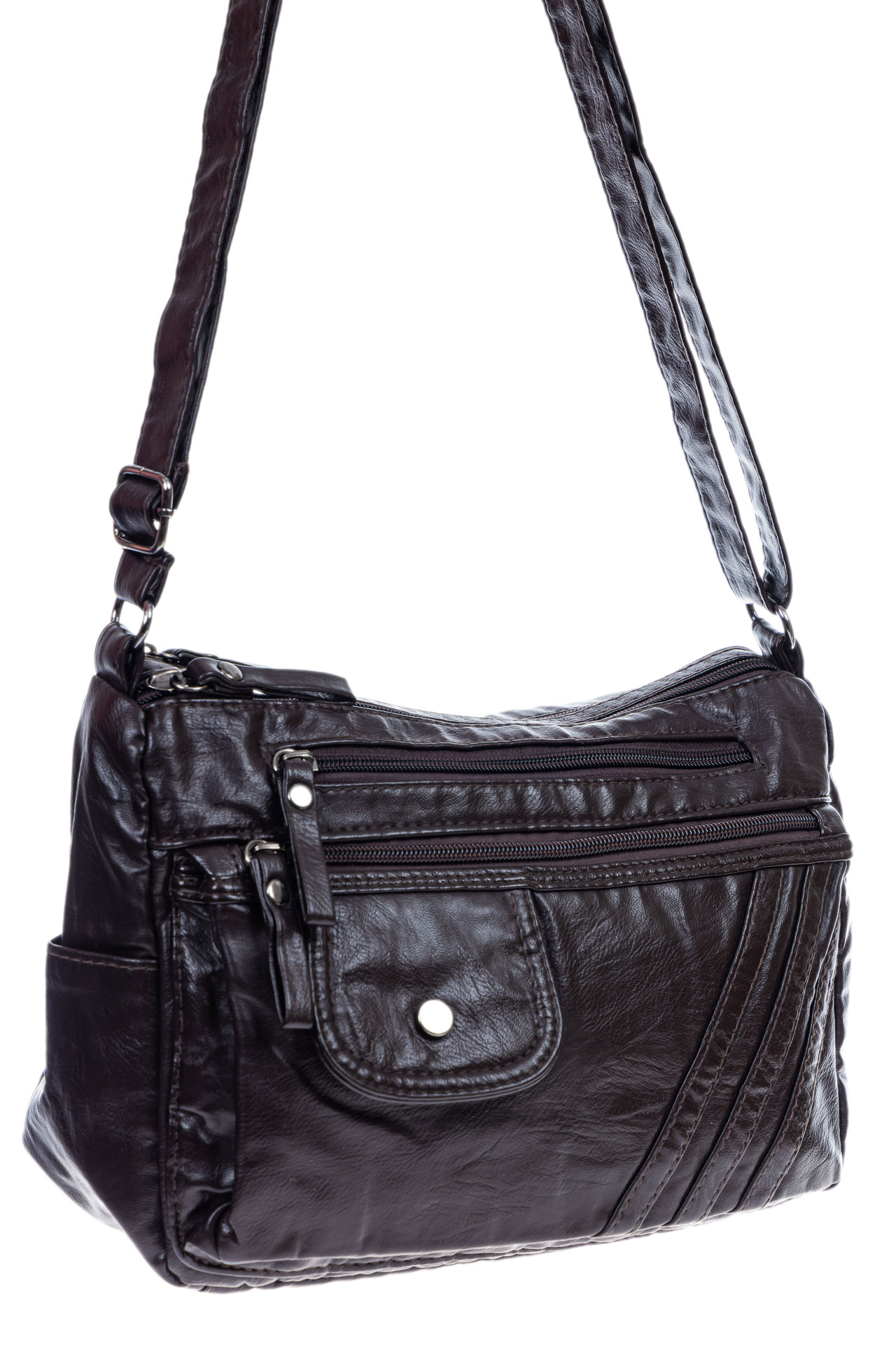 На фото 1 - Женская сумка из искусственной кожи, цвет шоколад