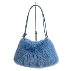 На фото 2 - Женская сумка из искусственного меха, цвет голубой На фото 2 - Женская сумка из искусственного меха, цвет голубой