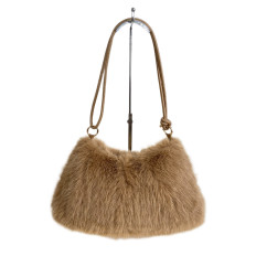 На фото 2 - Женская сумка из искусственного меха, цвет коричневый