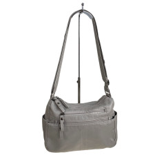 На фото 1 - Женская сумка из искусственной кожи, цвет светло серый