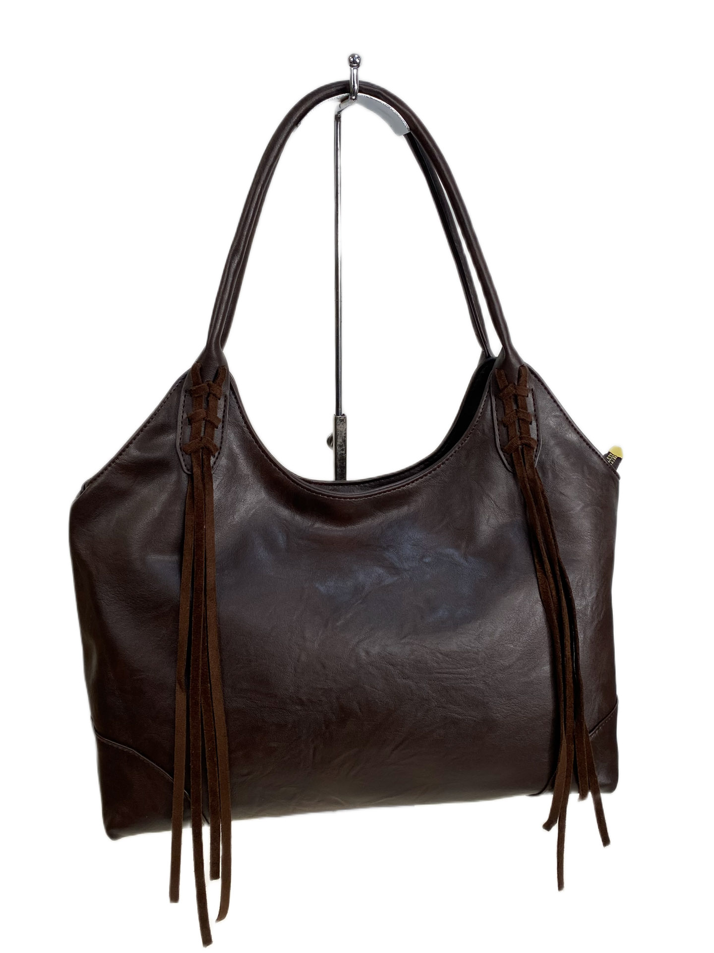 На фото 1 - Женская сумка из искусственной кожи, цвет шоколад