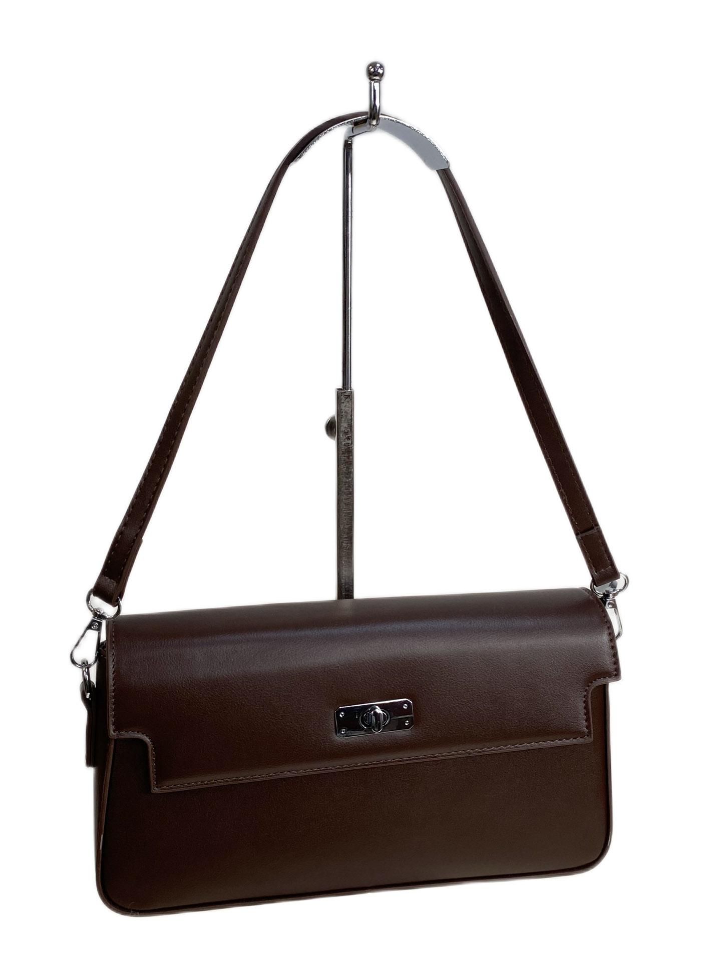 На фото 1 - Женская сумка из искусственной кожи, цвет шоколад