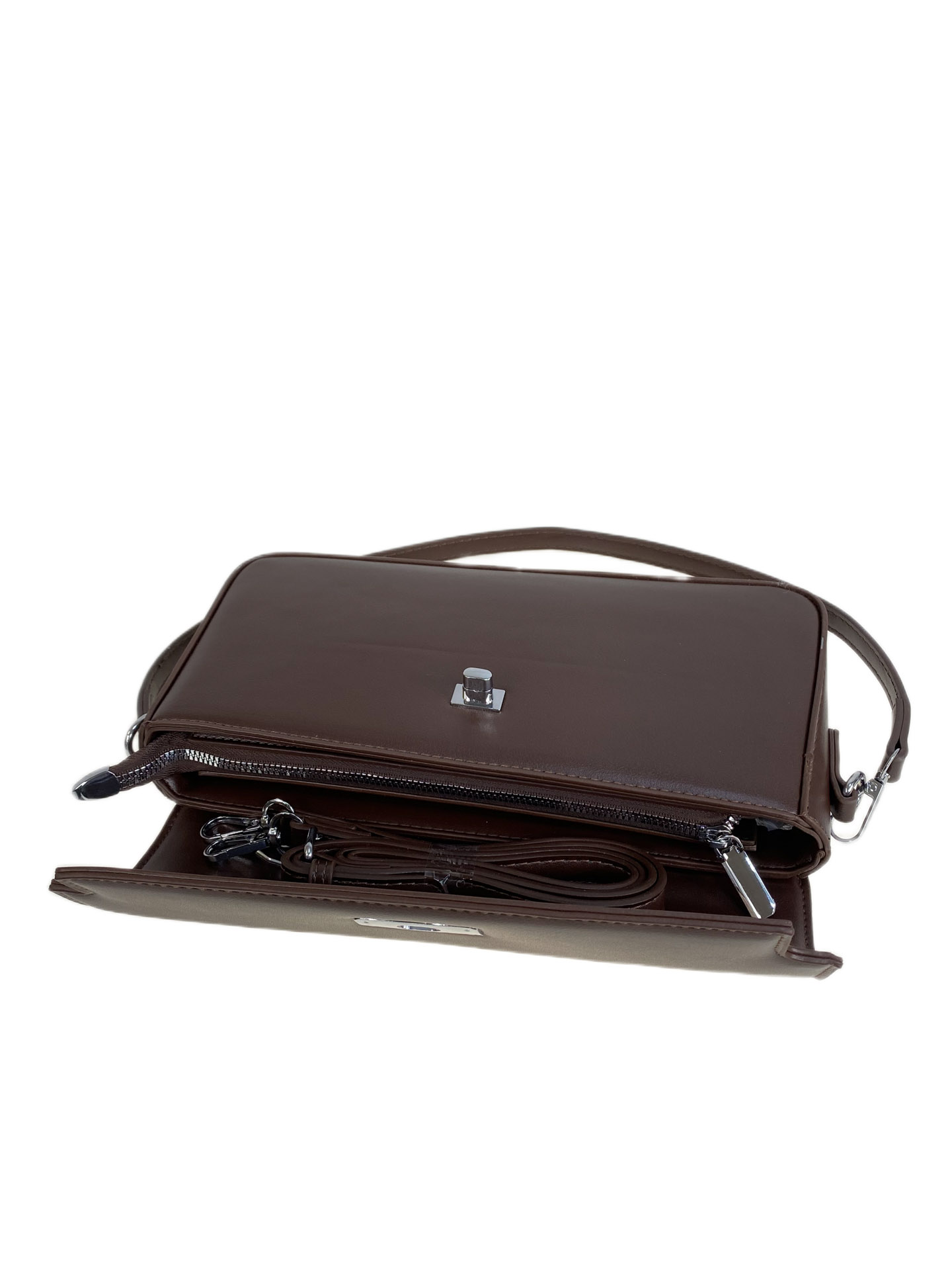 На фото 2 - Женская сумка из искусственной кожи, цвет шоколад