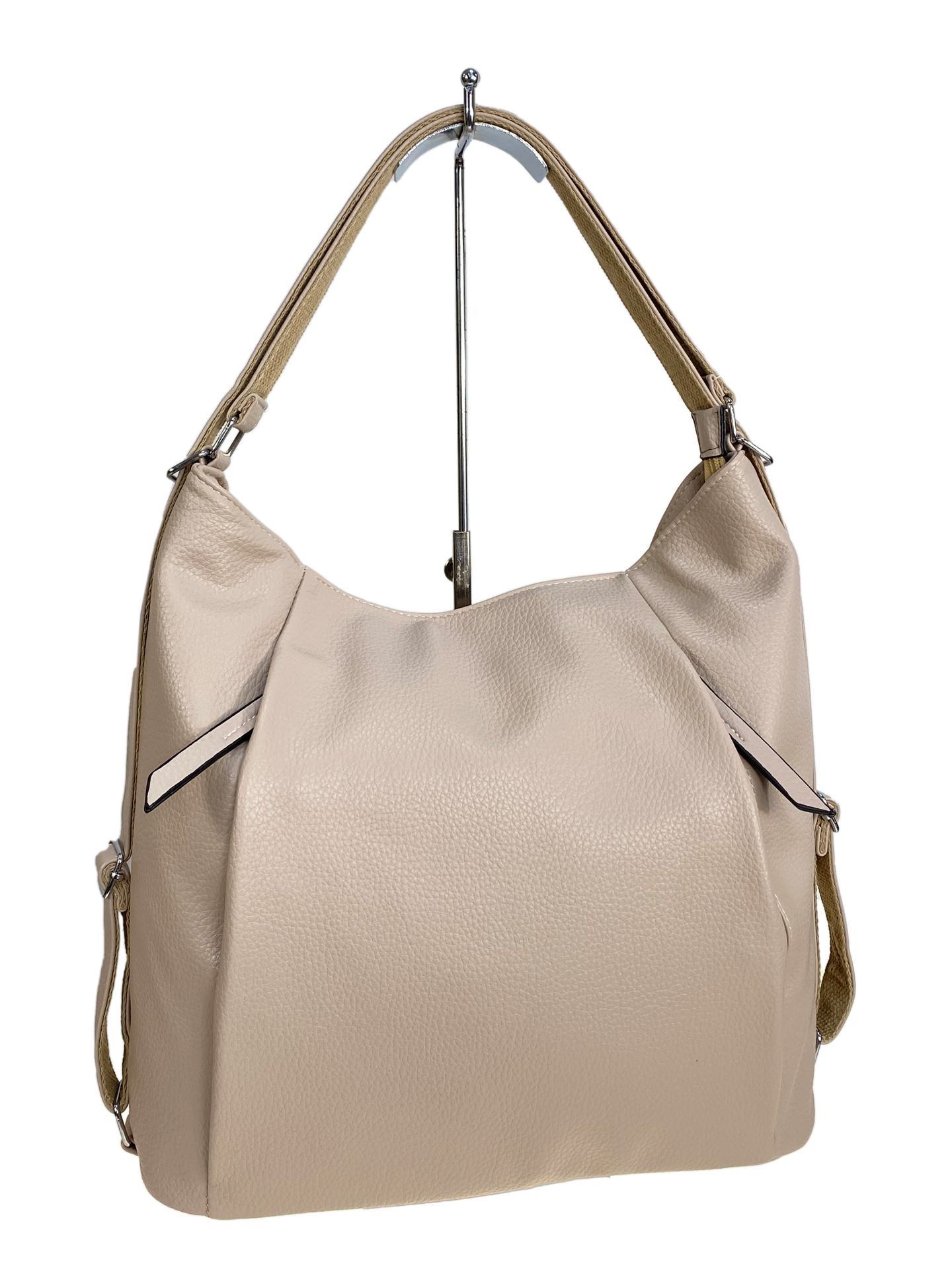 На фото 1 - Женская сумка-рюкзак из искусственной кожи, цвет бежевый