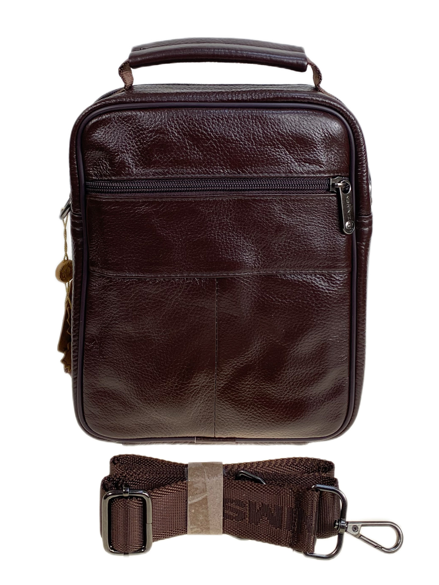 На фото 2 - Сумка мужская из натуральной кожи, цвет коричневый