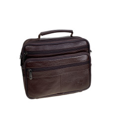На фото 1 - Сумка мужская из натуральной кожи, цвет коричневый