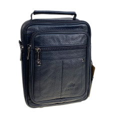 На фото 1 - Сумка мужская из натуральной кожи, цвет черный