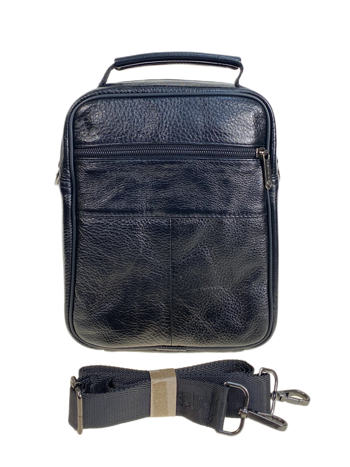 На фото 2 - Сумка мужская из натуральной кожи, цвет черный