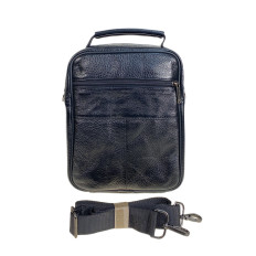 На фото 2 - Сумка мужская из натуральной кожи, цвет черный