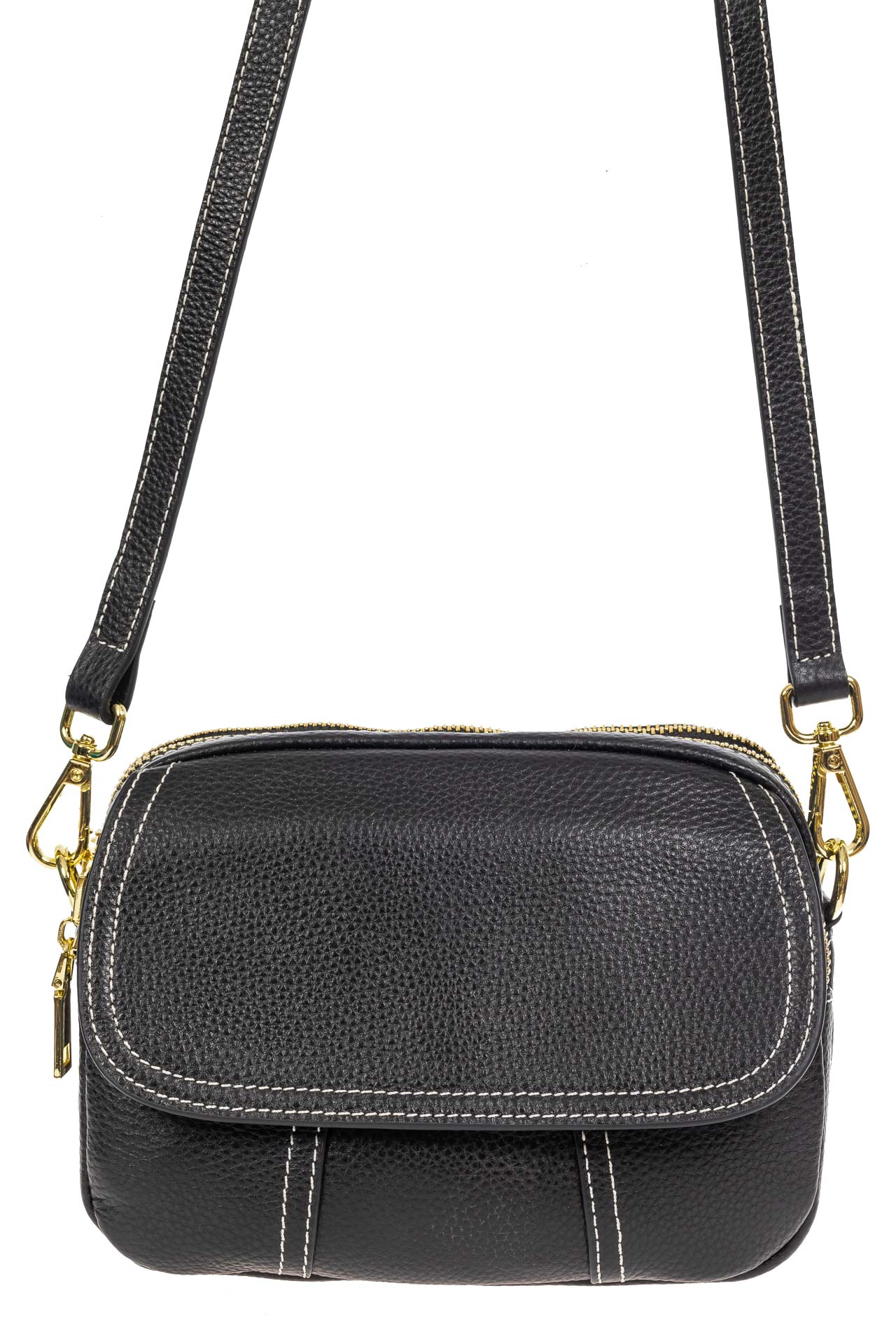 На фото 2 - Женская сумка cross-body из фактурной натуральной кожи, цвет чёрный На фото 2 - Женская сумка cross-body из фактурной натуральной кожи, цвет чёрный