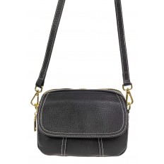 На фото 2 - Женская сумка cross-body из фактурной натуральной кожи, цвет чёрный На фото 2 - Женская сумка cross-body из фактурной натуральной кожи, цвет чёрный