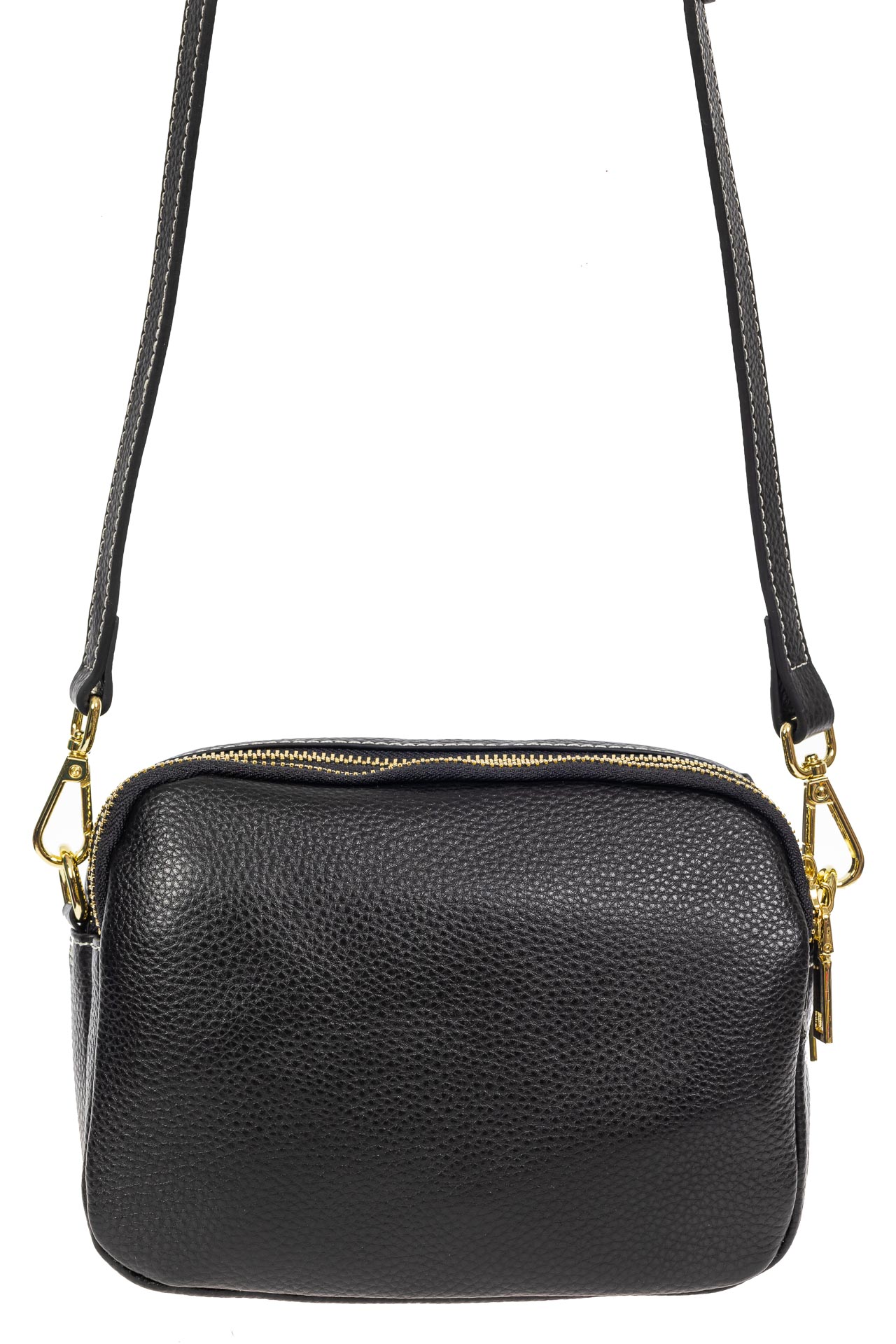 На фото 3 - Женская сумка cross-body из фактурной натуральной кожи, цвет чёрный На фото 3 - Женская сумка cross-body из фактурной натуральной кожи, цвет чёрный