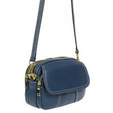 На фото 1 - Женская сумка cross-body из фактурной натуральной кожи, цвет синий На фото 1 - Женская сумка cross-body из фактурной натуральной кожи, цвет синий