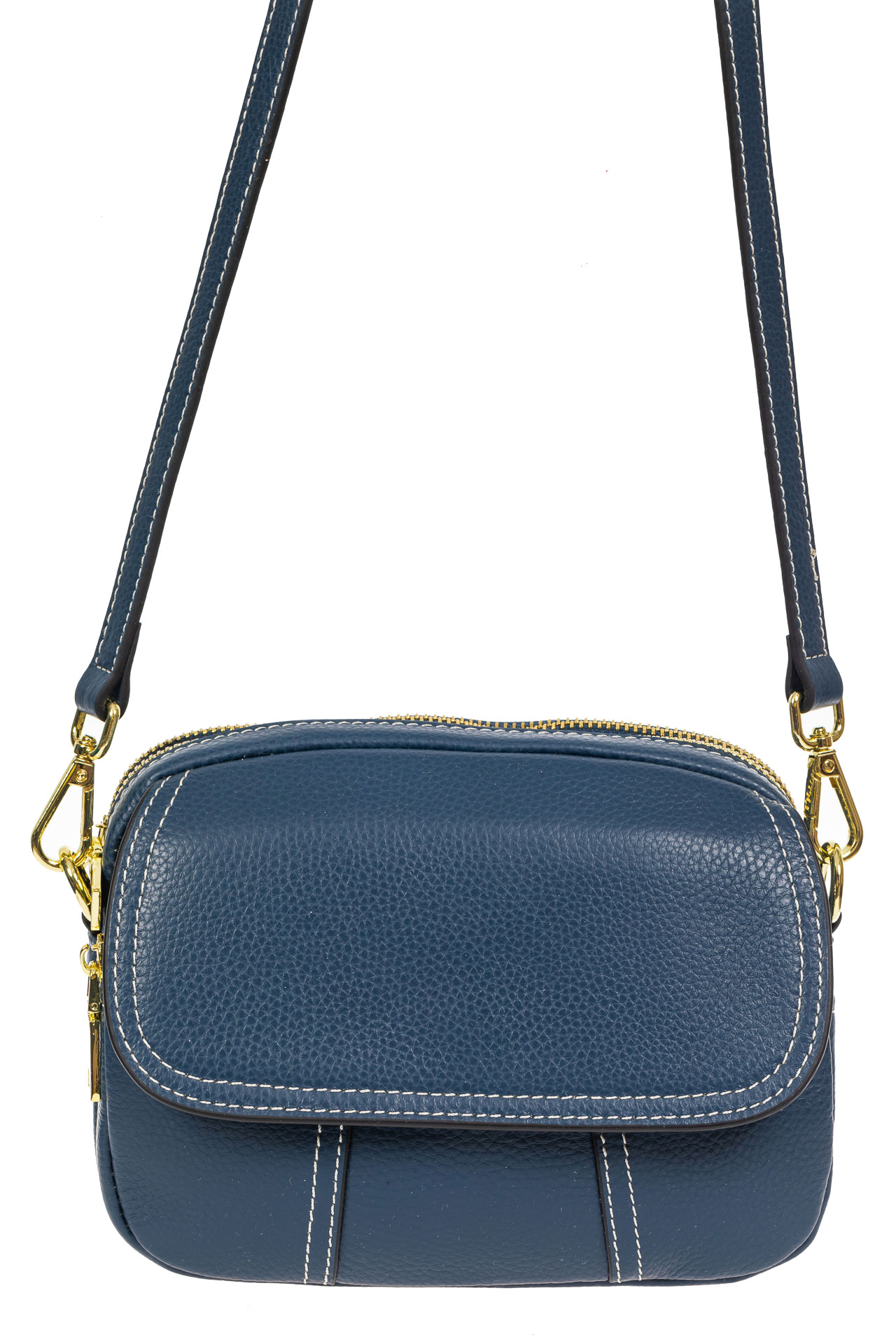 На фото 2 - Женская сумка cross-body из фактурной натуральной кожи, цвет синий На фото 2 - Женская сумка cross-body из фактурной натуральной кожи, цвет синий