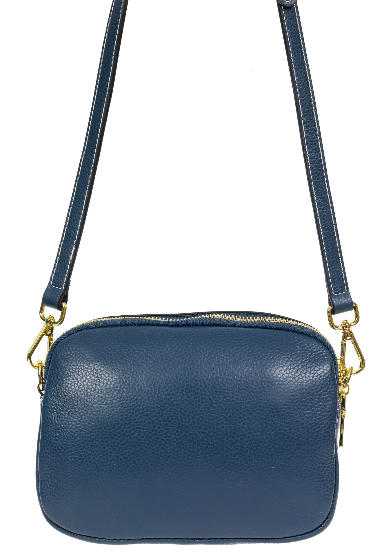 На фото 3 - Женская сумка cross-body из фактурной натуральной кожи, цвет синий На фото 3 - Женская сумка cross-body из фактурной натуральной кожи, цвет синий