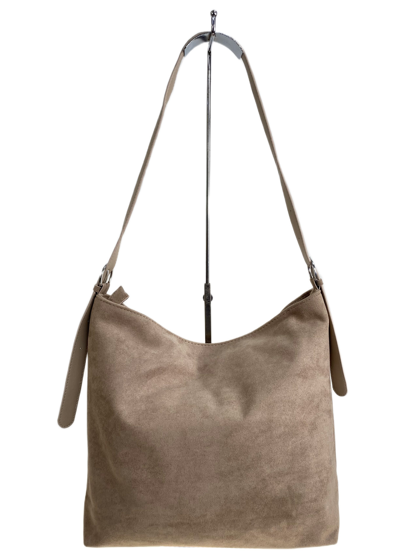 На фото 2 - Женская сумка из искусственной замши, цвет бежевый