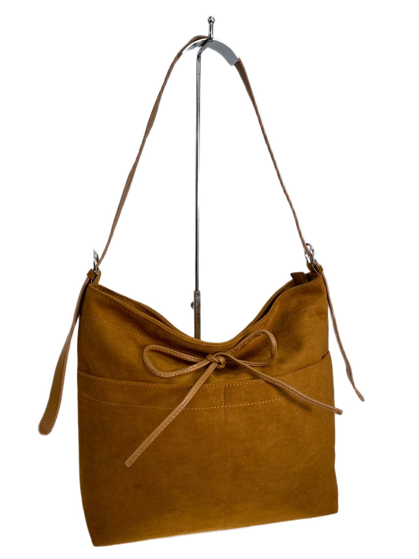 На фото 1 - Женская сумка из искусственной замши, цвет коричнево-рыжий