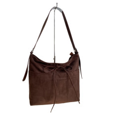 На фото 1 - Женская сумка из искусственной замши, цвет шоколад