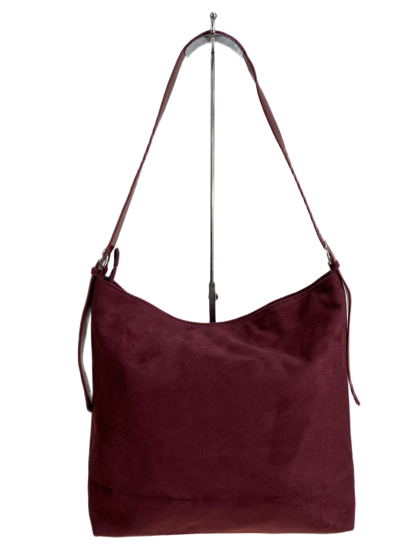 На фото 2 - Женская сумка из искусственной замши, цвет бордовый