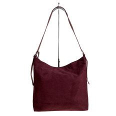 На фото 2 - Женская сумка из искусственной замши, цвет бордовый