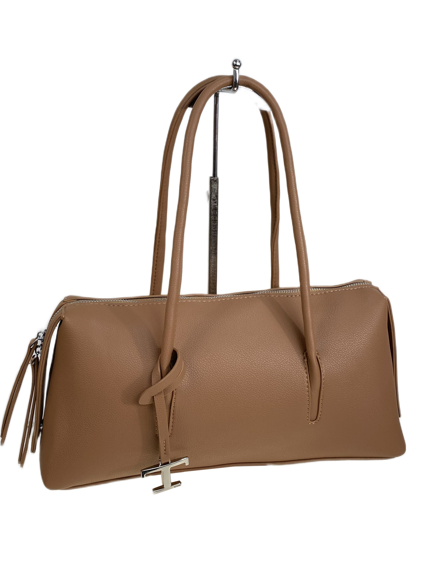 На фото 1 - Женская сумка из искусственной кожи, цвет коричневый