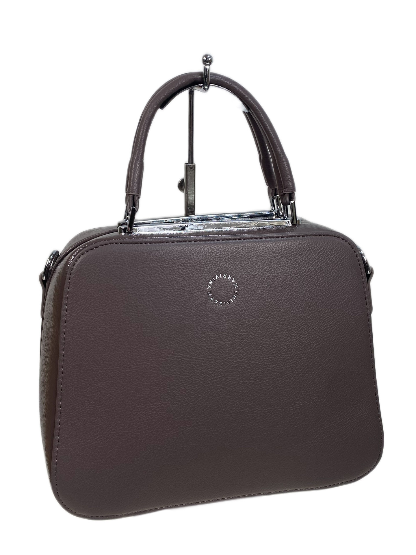 На фото 1 - Женская сумка из искусственной кожи, цвет пудра