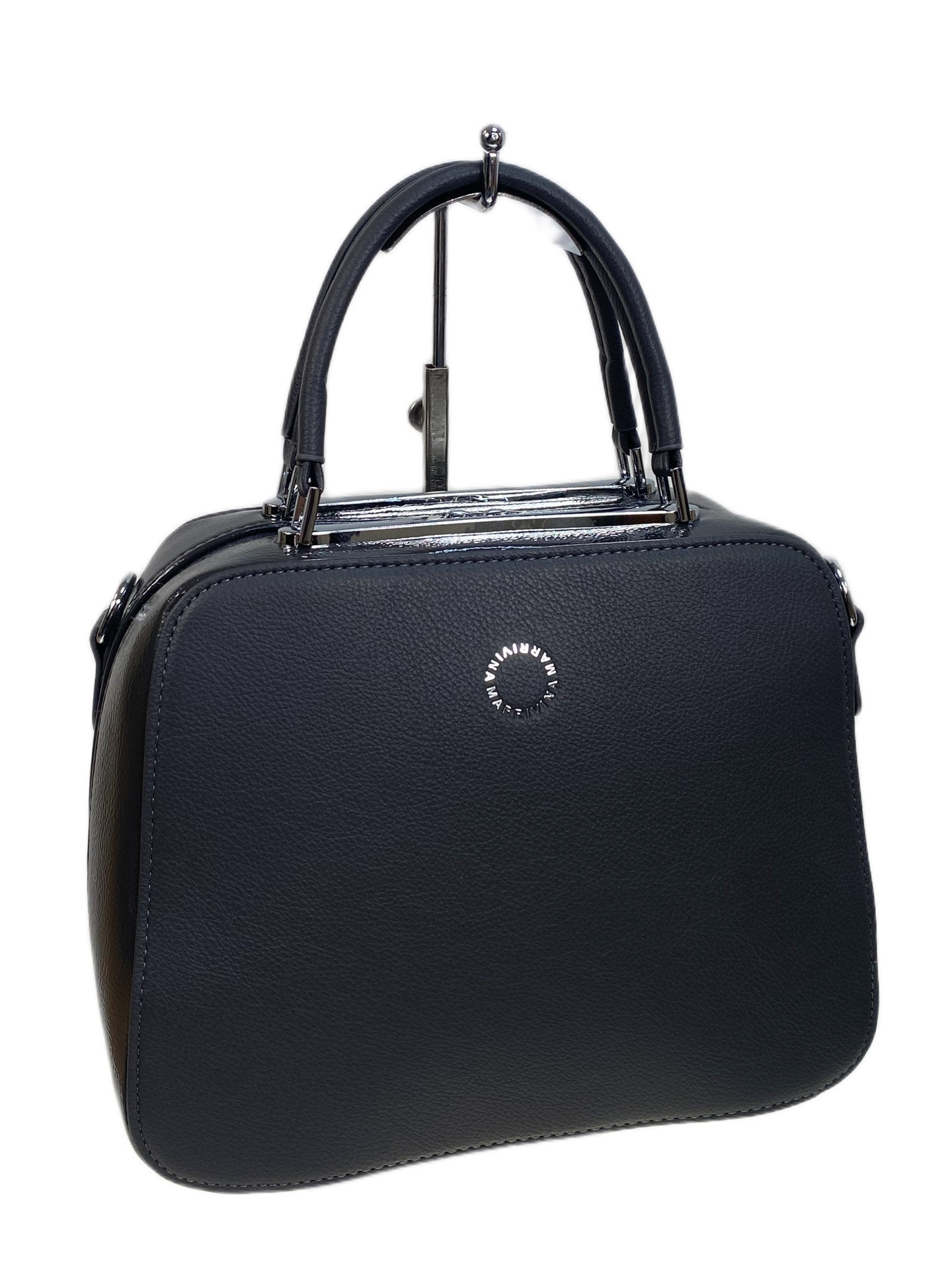 На фото 1 - Женская сумка из искусственной кожи, цвет тёмно серый