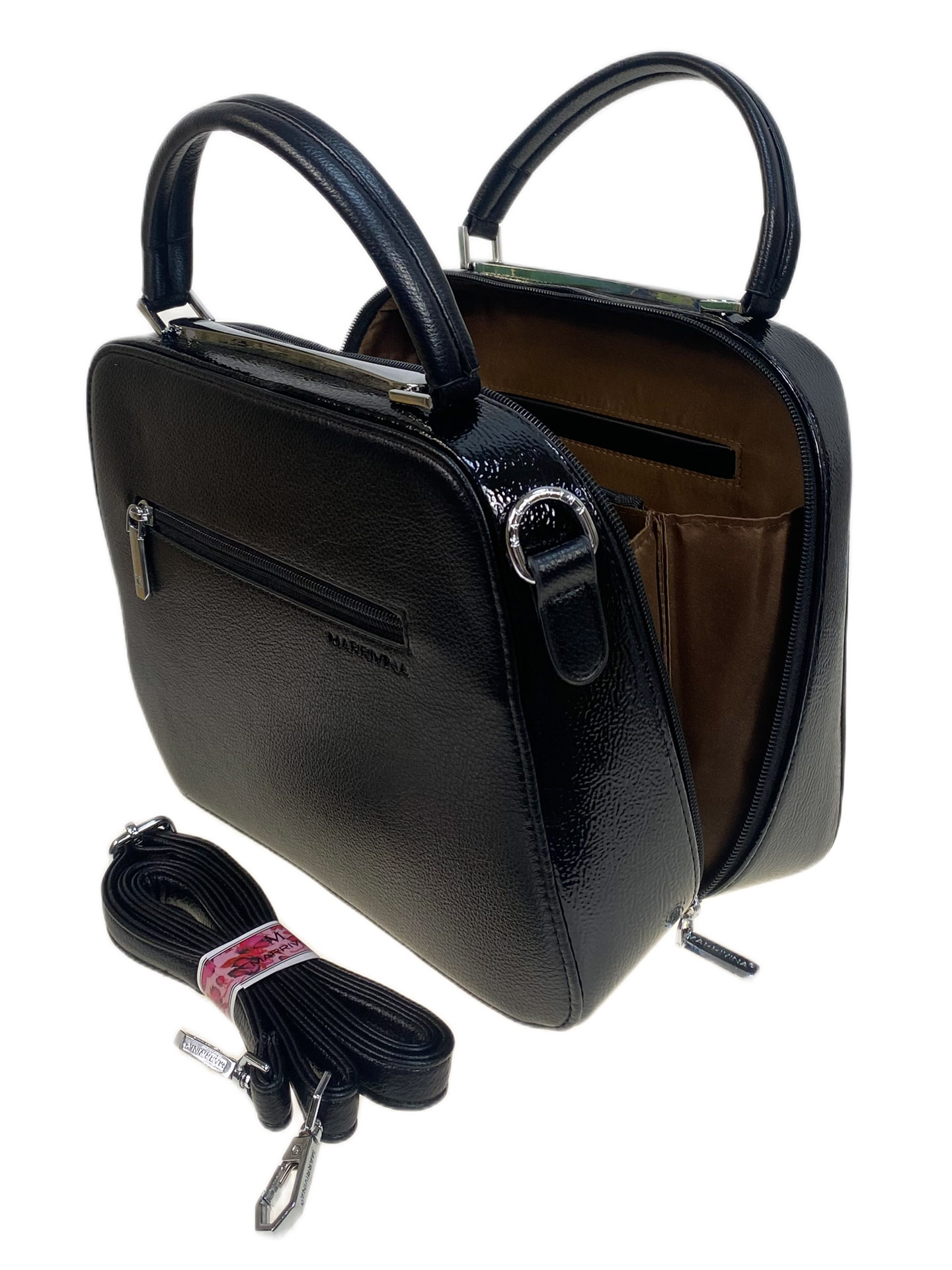 На фото 2 - Женская сумка из искусственной кожи, цвет черный