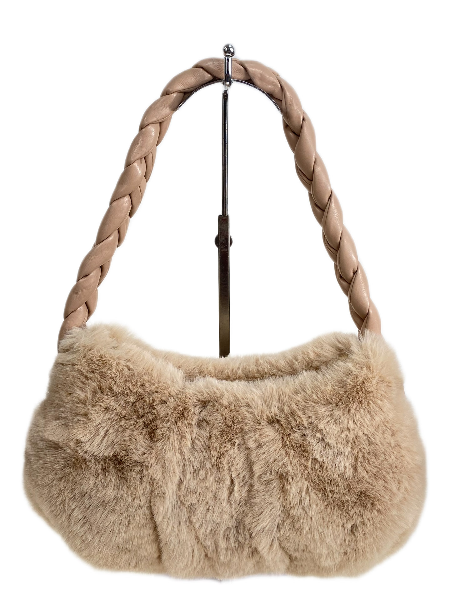 На фото 2 - Женская сумка из искусственного меха, цвет светло коричневый
