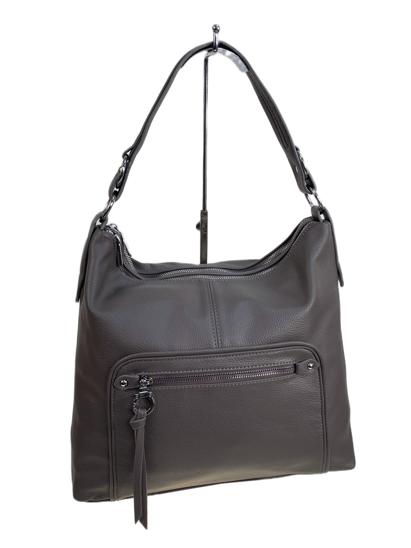 На фото 1 - Женская сумка из искусственной кожи, цвет серый