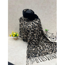 На фото 1 - Мягкий палантин из кашемира с норвковым воротником мультицвет